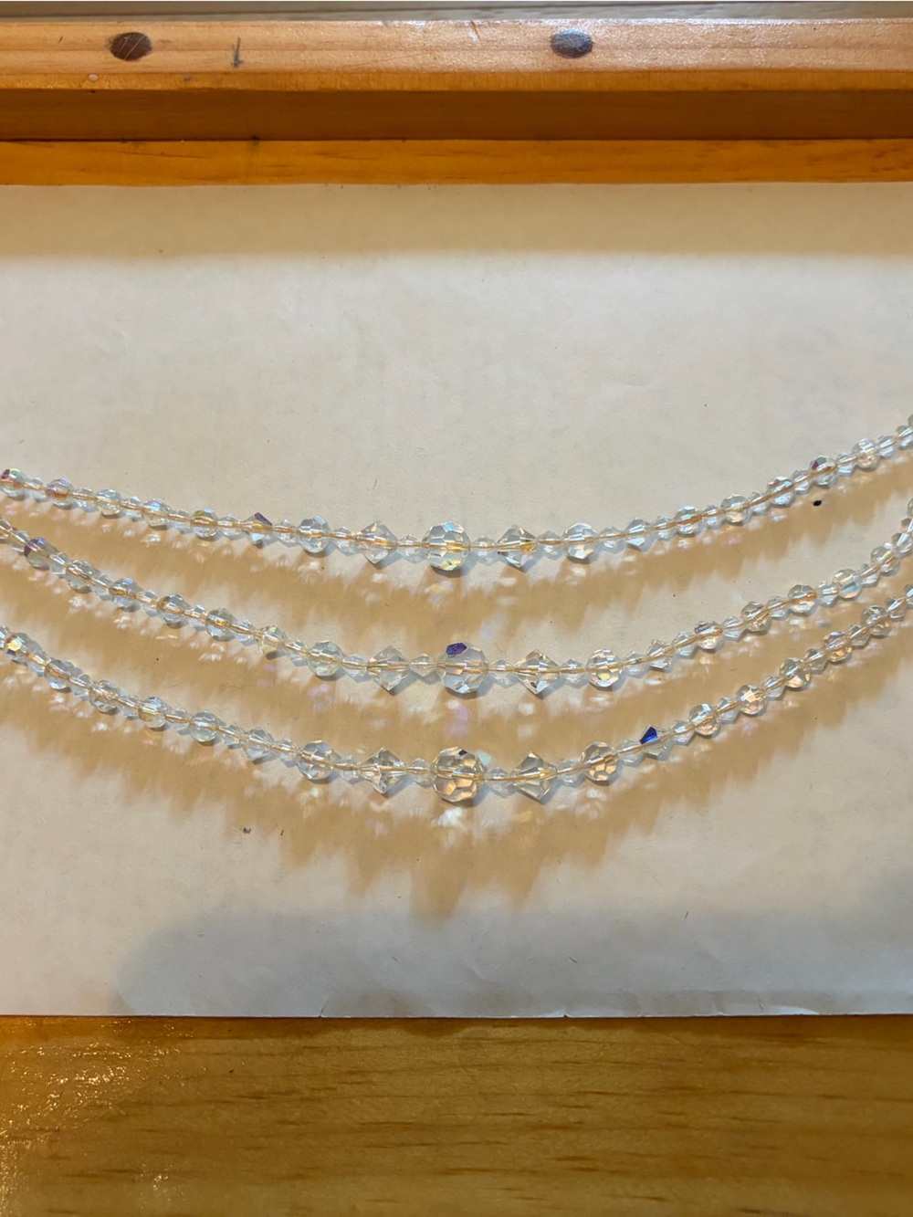 Vintage 1950s - 1960s Aurora Borealis plastic crystal necklace, no stamp